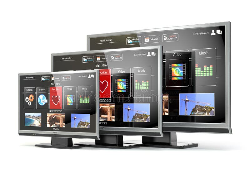 Έξυπνη επίπεδη οθόνη LCD TV ή πλάσμα με τη διεπαφή Ιστού Ψηφιακό BR ελεύθερη απεικόνιση δικαιώματος Έξυπνη επίπεδη οθόνη LCD TV ή πλάσμα με τη διεπαφή Ιστού Ψηφιακό BR ελεύθερη απεικόνιση δικαιώματος