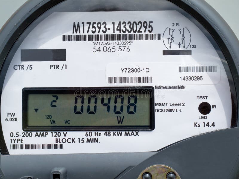 Close-up of modern smart grid residential digital power supply meter. Close-up of modern smart grid residential digital power supply meter