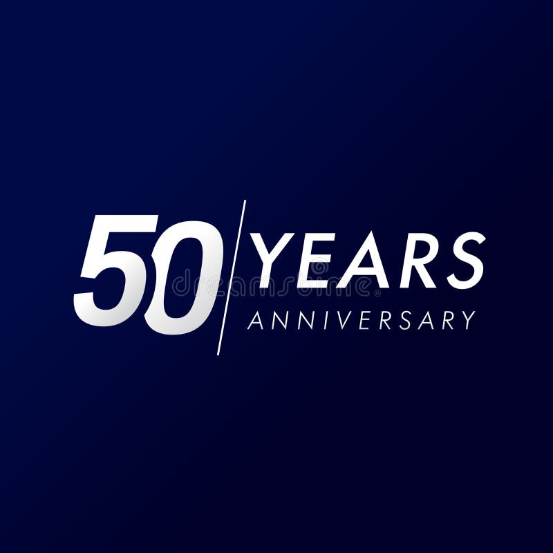 50 έτη επετείου, από το 1969. 50 έτη επετείου ασημένιο λογότυπο 50ου εορτασμού, που απομονώνεται στο σκούρο μπλε υπόβαθρο