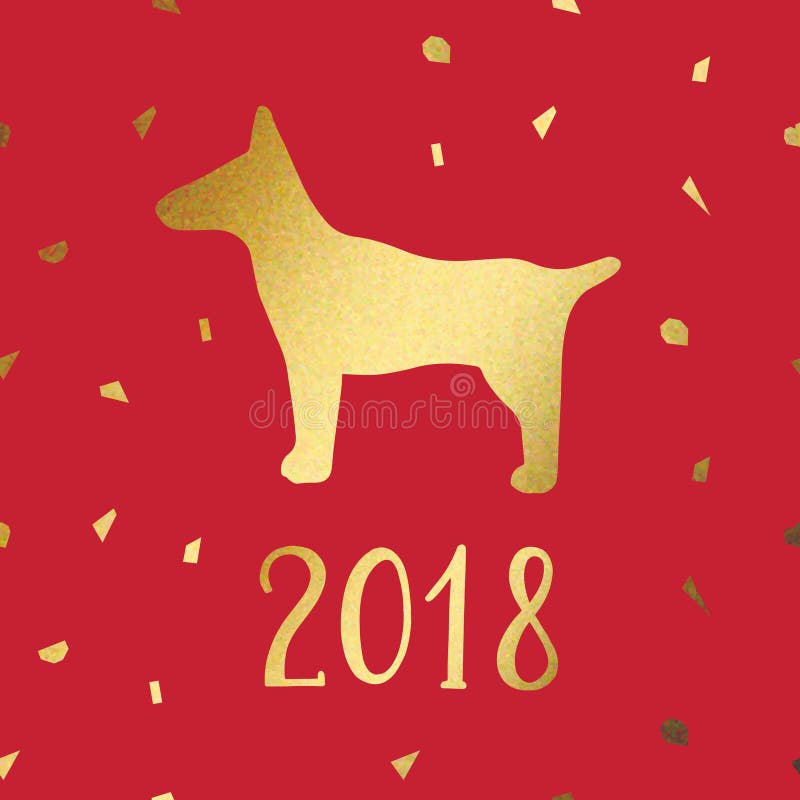Year of the dog. Imitation of gold. Vector illustration for design greeting cards, calendars, posters. Year of the dog. Imitation of gold. Vector illustration for design greeting cards, calendars, posters.