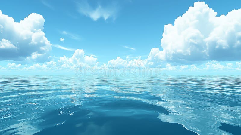 Ήρεμος Ωκεανός με Μινιμαλιστικό Serene Seascape με Copy Space διανυσματική απεικόνιση