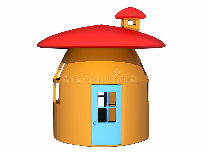 This raster is abstract mushroom house relax place in plastic with 2 doors and 2 windows empty square frames on white color background. This raster is abstract mushroom house relax place in plastic with 2 doors and 2 windows empty square frames on white color background.