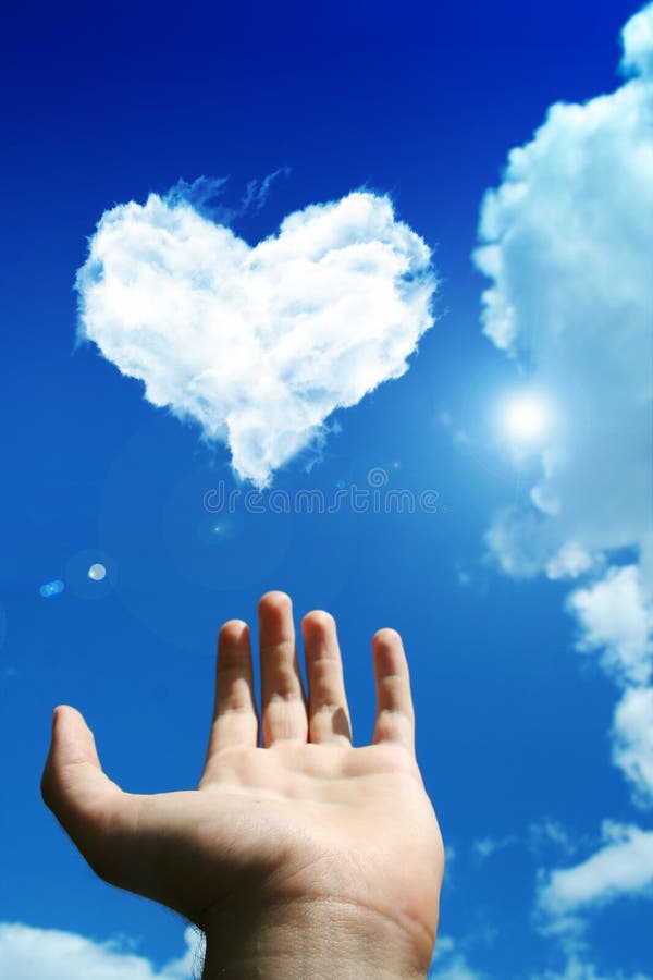 Love cloud above the men's hand. Love cloud above the men's hand