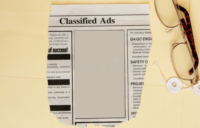 Newspaper classified ads. Employer seeking office assistance,fill in the blank space. Newspaper classified ads. Employer seeking office assistance,fill in the blank space.