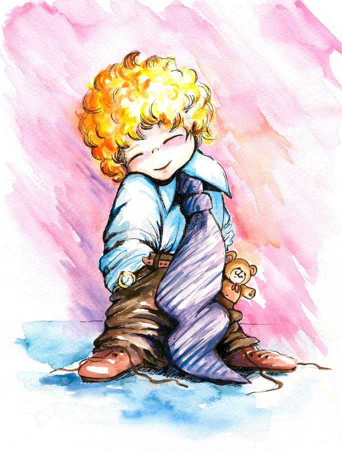 Sweet,little boy,who wants to be adult.Picture I have panted myself with watercolors. Sweet,little boy,who wants to be adult.Picture I have panted myself with watercolors.