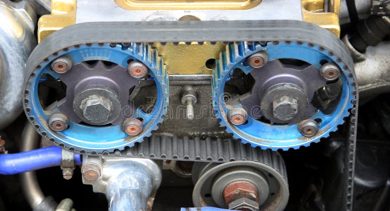 Cam belts on a powerful race engine. Cam belts on a powerful race engine