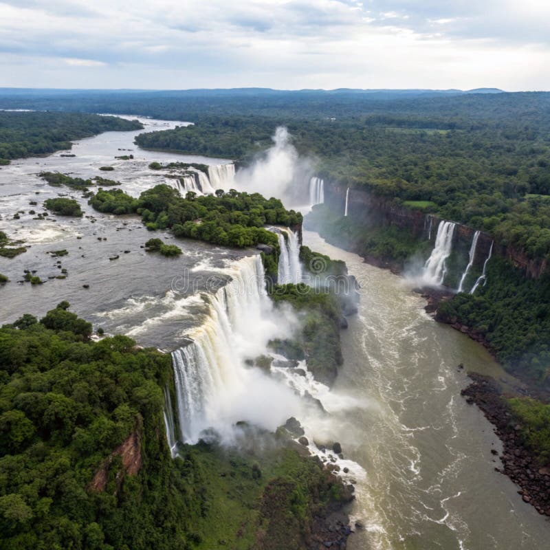 Αεροφωτογραφία του Iguazu Fall διανυσματική απεικόνιση