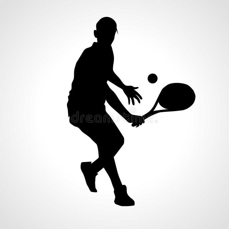 Vector tennis player. Black silhouette on white background. Eps10. Vector tennis player. Black silhouette on white background. Eps10