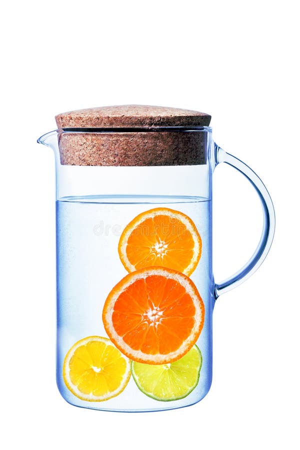 Detox citrus infused flavored water.  Healthy drink. Jug with detox, isolated. Detox citrus infused flavored water.  Healthy drink. Jug with detox, isolated.