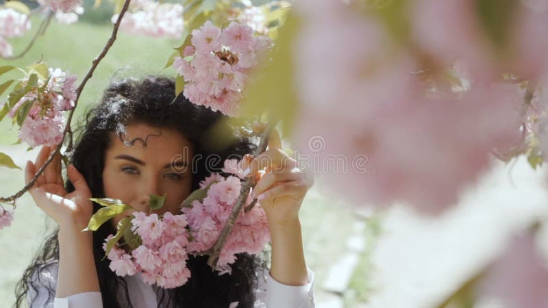 Αισθησιακό brunette και ρόδινο sakura