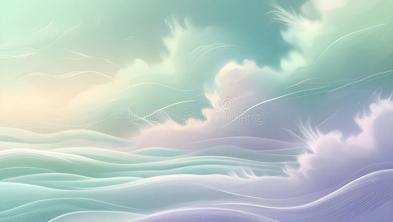 Αιτερική γαλήνη : Pastel Dreamscape με σύννεφα και γραμμές ροής απεικόνιση αποθεμάτων
