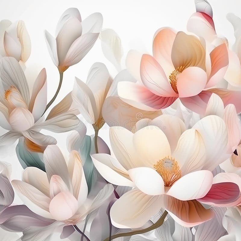 αιχμαλωσία αφηρημένου φόντου 3d magnolia ανθέων σε ζωηρό υδρόχρωμα τεχνητό ai διανυσματική απεικόνιση