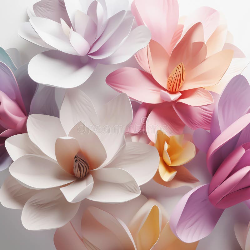 αιχμαλωσία αφηρημένου φόντου 3d magnolia ανθέων σε ζωηρό υδρόχρωμα τεχνητό ai ελεύθερη απεικόνιση δικαιώματος