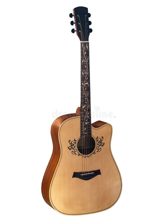 Ακουστική κιθάρα, Inlay λουλουδιών σε Fingerboard γύρω από την υγιή τρύπα, με το ψαλίδισμα της πορείας, που απομονώνεται στο άσπρ στοκ φωτογραφίες με δικαίωμα ελεύθερης χρήσης Ακουστική κιθάρα, Inlay λουλουδιών σε Fingerboard γύρω από την υγιή τρύπα, με το ψαλίδισμα της πορείας, που απομονώνεται στο άσπρ στοκ φωτογραφίες με δικαίωμα ελεύθερης χρήσης
