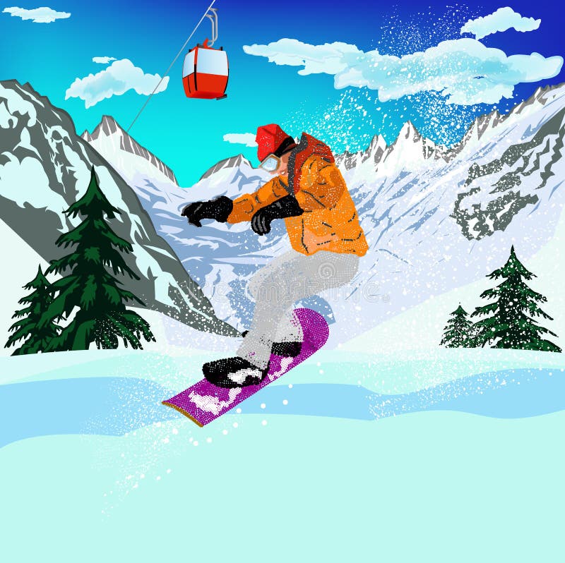 Ακραίος αθλητισμός Skiing. Winter απεικόνιση αποθεμάτων