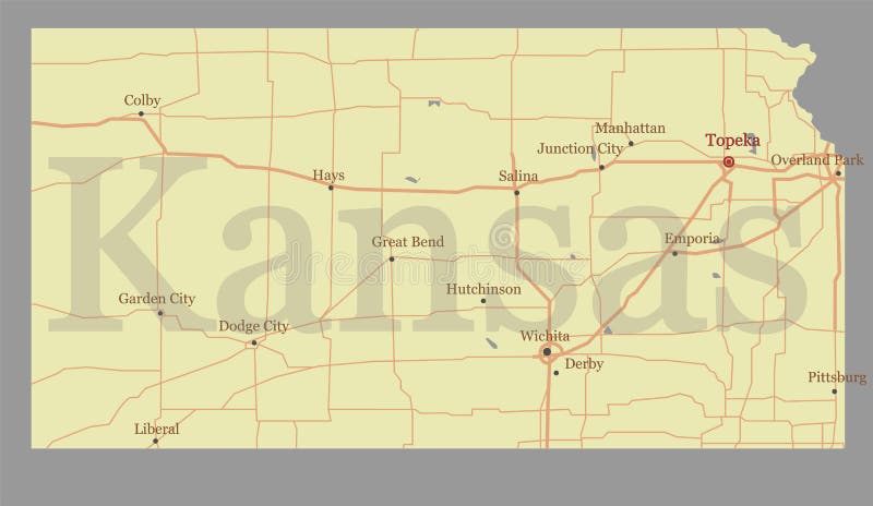 Kansas accurate vector exact detailed State Map with Community Assistance and Activates Icons Original pastel Illustration. United States of America. Kansas accurate vector exact detailed State Map with Community Assistance and Activates Icons Original pastel Illustration. United States of America