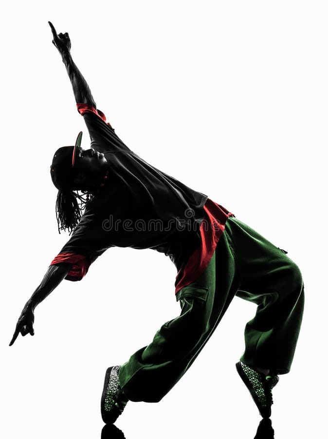 One hip hop acrobatic break dancer breakdancing young man silhouette white background. One hip hop acrobatic break dancer breakdancing young man silhouette white background