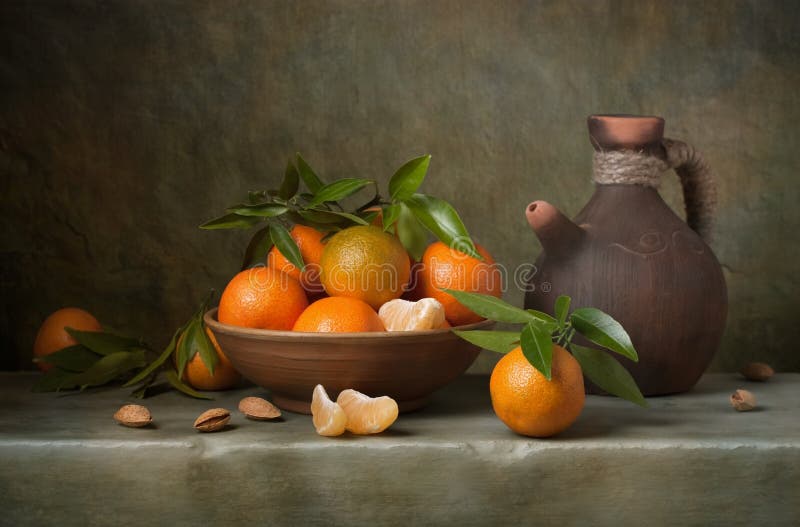 Ακόμα ζωή με tangerines στοκ εικόνα