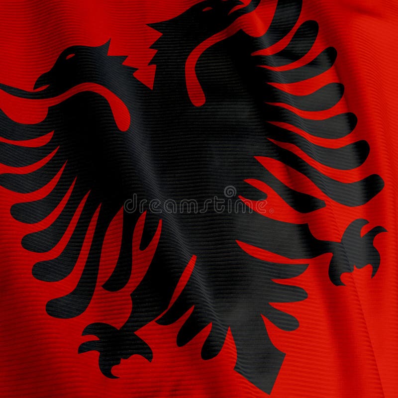 Σημαία της Αλβανίας σε κοντινό πλάνο στοκ φωτογραφία με δικαίωμα ελεύθερης χρήσης