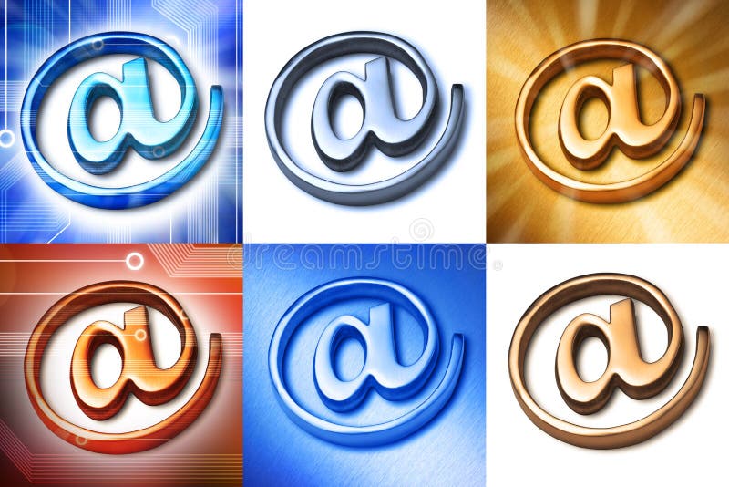 A group of email @ alias symbol or at signs. A group of email @ alias symbol or at signs