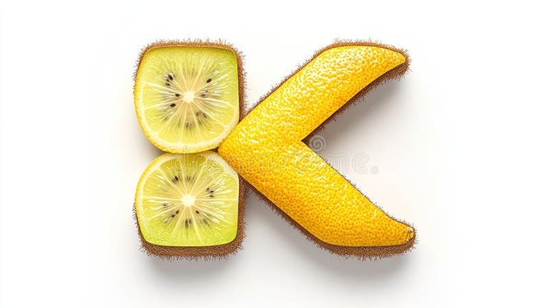 αλφάβητο kiwi και λεμονιών k και l από φρούτα και λαχανικά απομονωμένα σε λευκό φόντο διανυσματική απεικόνιση