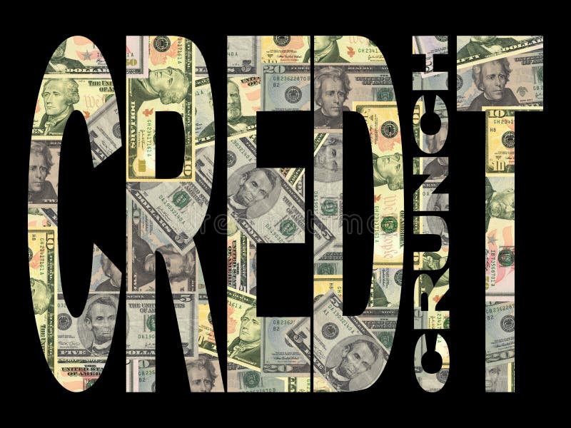 Credit Crunch text with American dollars background. Credit Crunch text with American dollars background