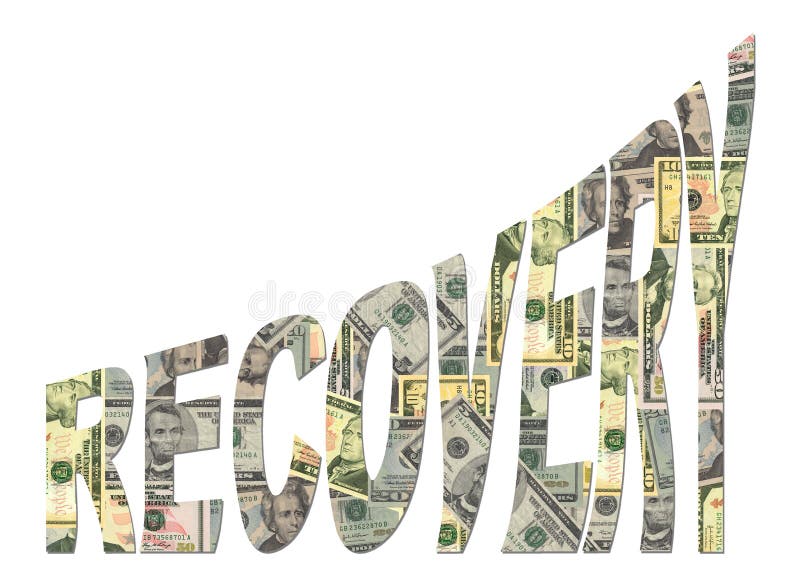 Recovery text with American dollars currency illustration. Recovery text with American dollars currency illustration