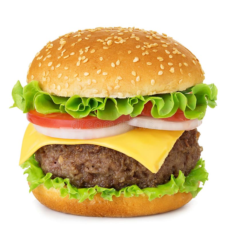 Αμερικανικό μεγάλο εύγευστο κλασικό burger που απομονώνεται στο άσπρο υπόβαθρο στοκ φωτογραφία με δικαίωμα ελεύθερης χρήσης