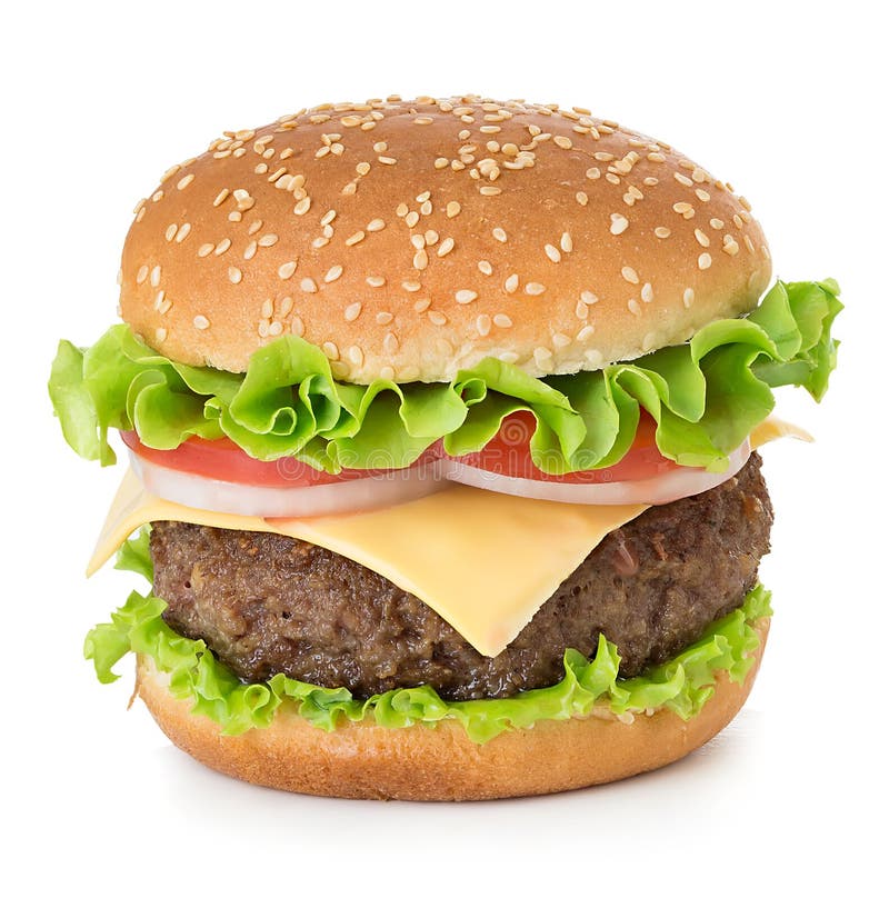 Αμερικανικό μεγάλο εύγευστο κλασικό burger που απομονώνεται στο άσπρο υπόβαθρο στοκ εικόνες