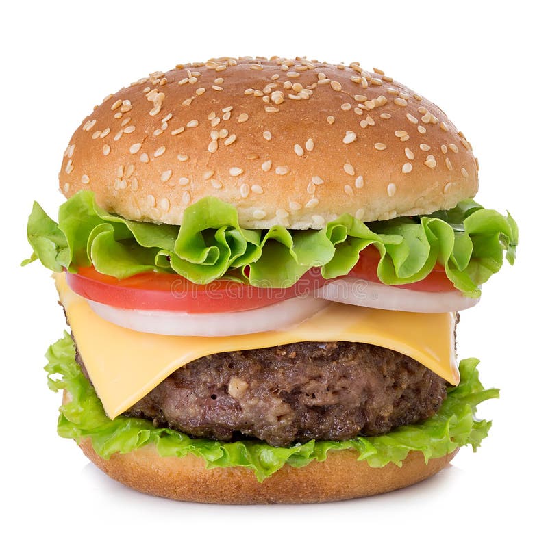 Αμερικανικό μεγάλο εύγευστο κλασικό burger που απομονώνεται στο άσπρο υπόβαθρο στοκ φωτογραφίες