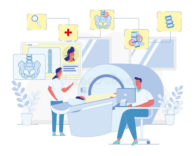 Ανίχνευση MRI για το διάνυσμα διαγνωστικών ασθενειών σπονδυλικών στηλώ ελεύθερη απεικόνιση δικαιώματος Ανίχνευση MRI για το διάνυσμα διαγνωστικών ασθενειών σπονδυλικών στηλώ ελεύθερη απεικόνιση δικαιώματος