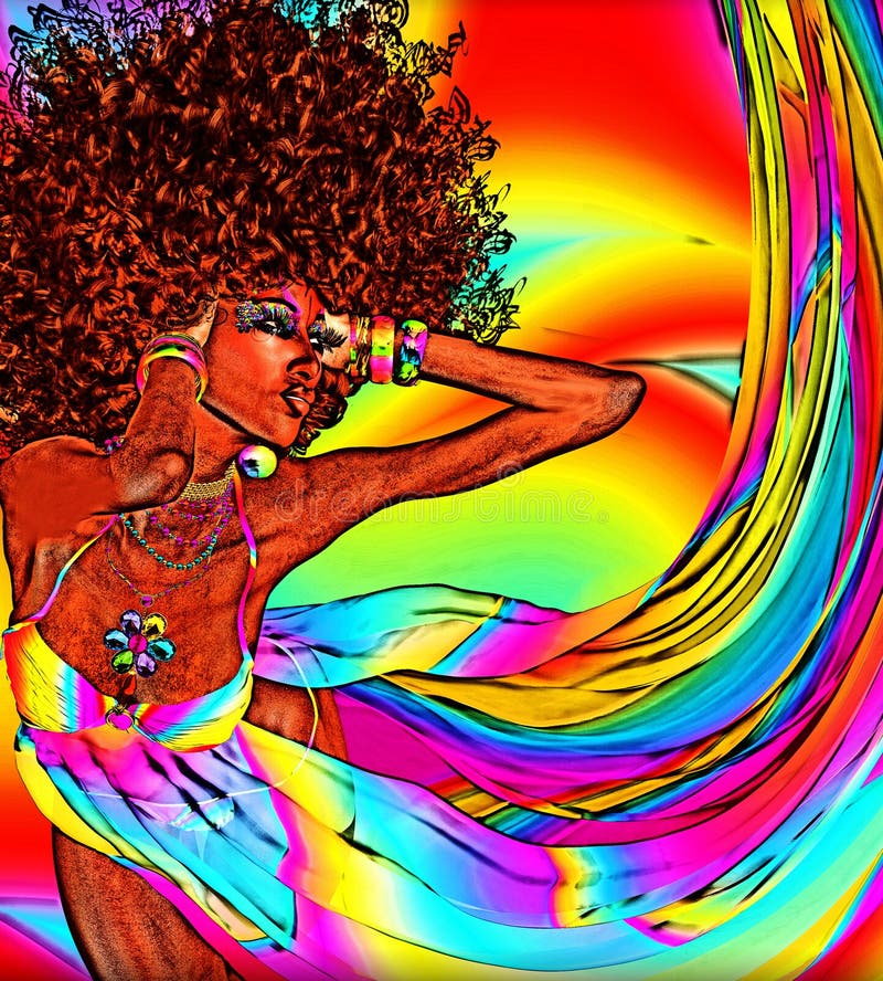 Αναδρομική γυναίκα Afro σε ένα σύγχρονο ψηφιακό ύφος τέχνης ελεύθερη απεικόνιση δικαιώματος