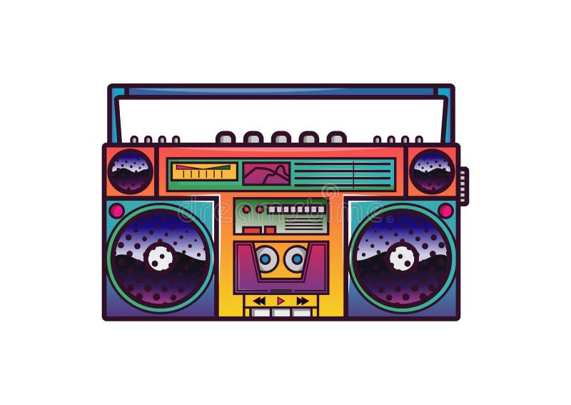 Αναδρομικό boombox το 80 ` s-90 καθιερώνον τη μόδα ύφος ` s Ζωηρόχρωμη απεικόνιση στο άσπρο υπόβαθρο διανυσματική απεικόνιση