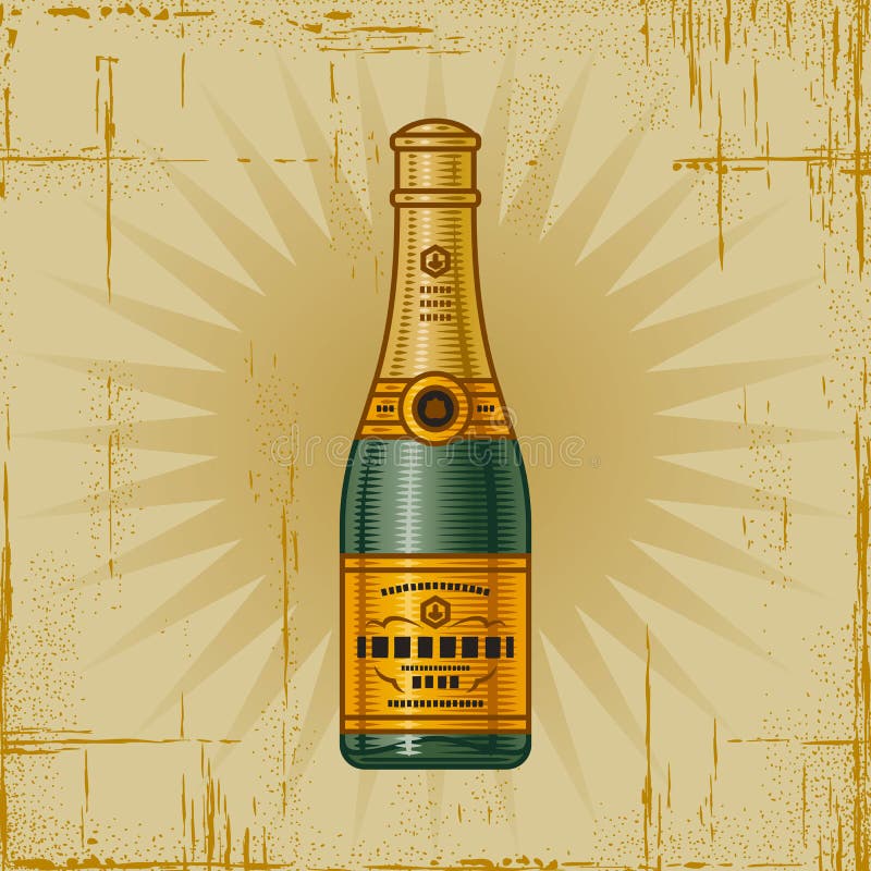 Αναδρομικό μπουκάλι CHAMPAGNE απεικόνιση αποθεμάτων