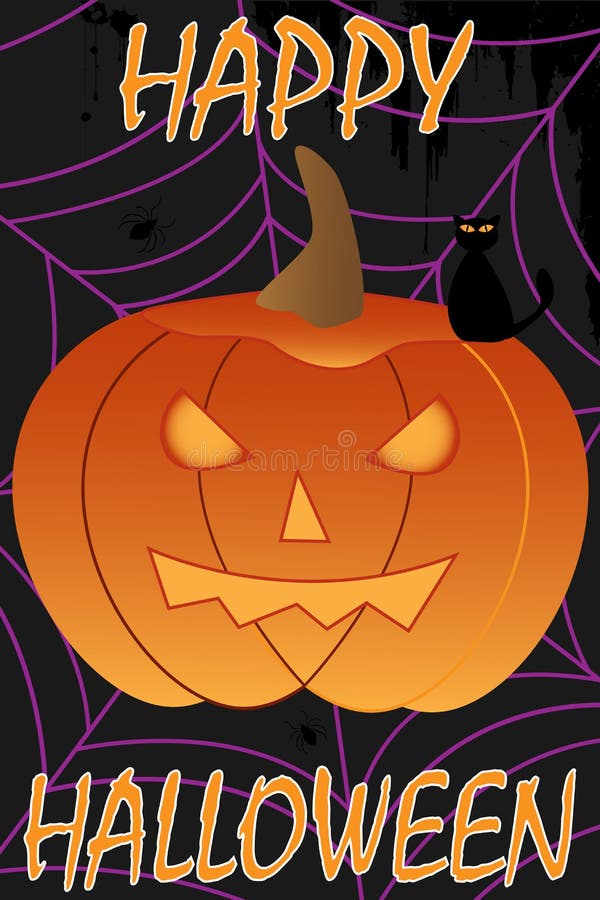 Illustration of a background for Halloween with a pumpkin on a spider web, useful as poster. EPS file available. Illustration of a background for Halloween with a pumpkin on a spider web, useful as poster. EPS file available