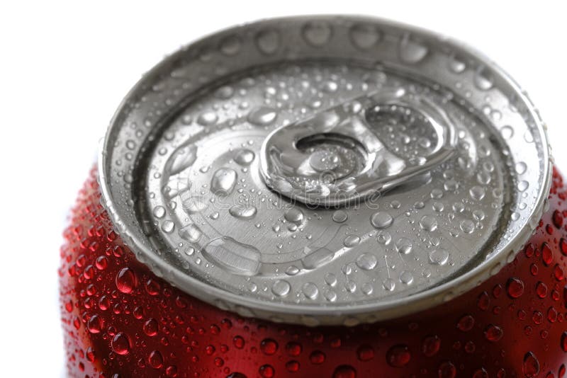 Fresh can of soda pop soft drink with water drops chilled and refreshing. Fresh can of soda pop soft drink with water drops chilled and refreshing