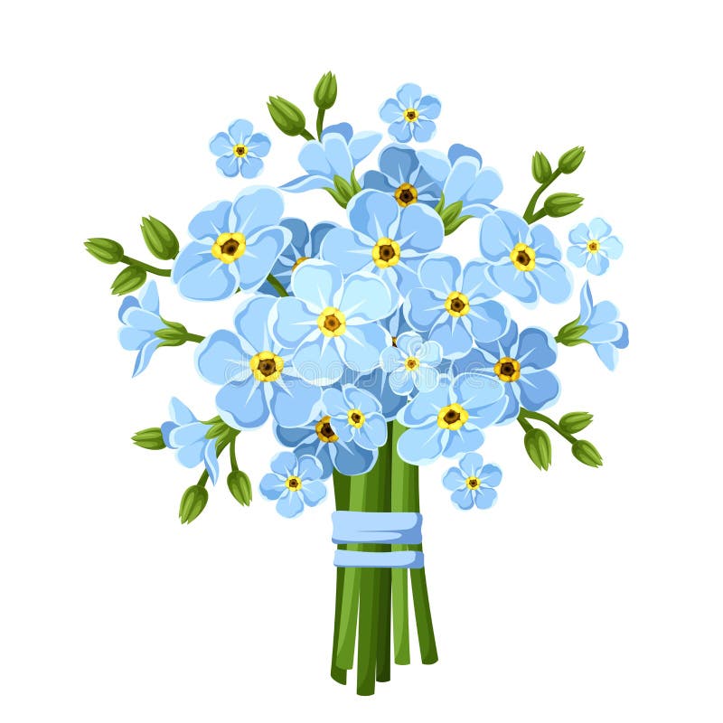 Ανθοδέσμη των μπλε forget-me-not λουλουδιών επίσης corel σύρετε το διάνυσμα απεικόνισης διανυσματική απεικόνιση