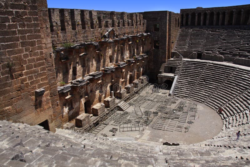 Open old circle theater Aspendos in Antalya, archeology background. Constructed by Greece architect Eenon during time of Mark Aurelius photo. Open old circle theater Aspendos in Antalya, archeology background. Constructed by Greece architect Eenon during time of Mark Aurelius photo.