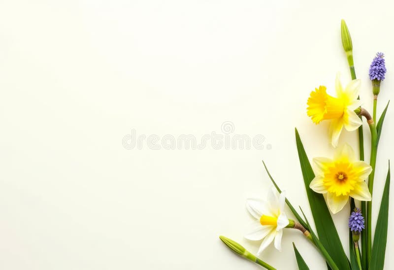 ανοιξιάτικα λουλούδια daffodiet και hyacinin σε λευκό φόντο στοκ φωτογραφίες με δικαίωμα ελεύθερης χρήσης