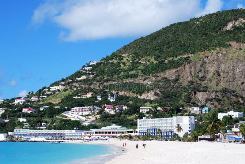 The view of Philipsburg town beach on St.Marteen island, Netherlands Antilles. The view of Philipsburg town beach on St.Marteen island, Netherlands Antilles.