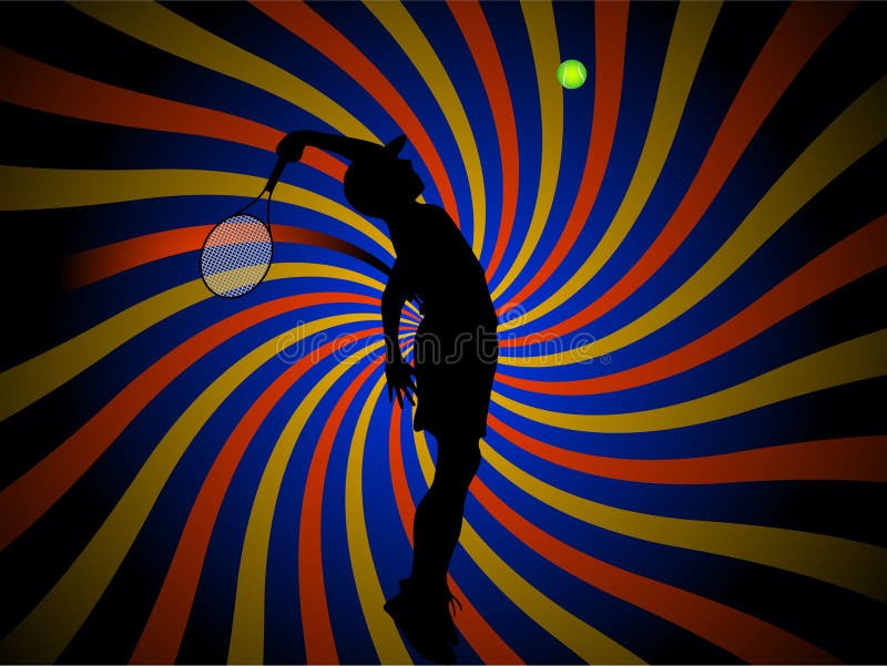 Tennis player in action on swirly background. Tennis player in action on swirly background