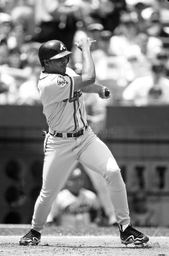 Andruw Jones Atlanta Braves in action at a baseball game during a regular season game. Andruw Jones Atlanta Braves in action at a baseball game during a regular season game.