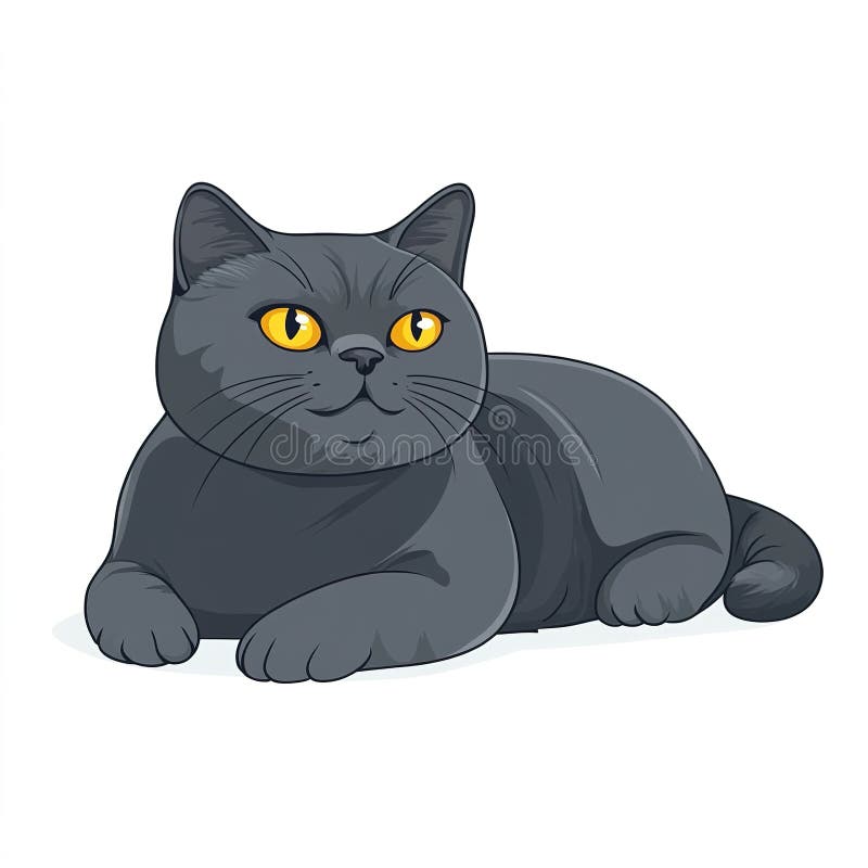 αξιολάτρευτο cartoon gray shorair cat απομονωμένο σε λευκό φόντο ελεύθερη απεικόνιση δικαιώματος