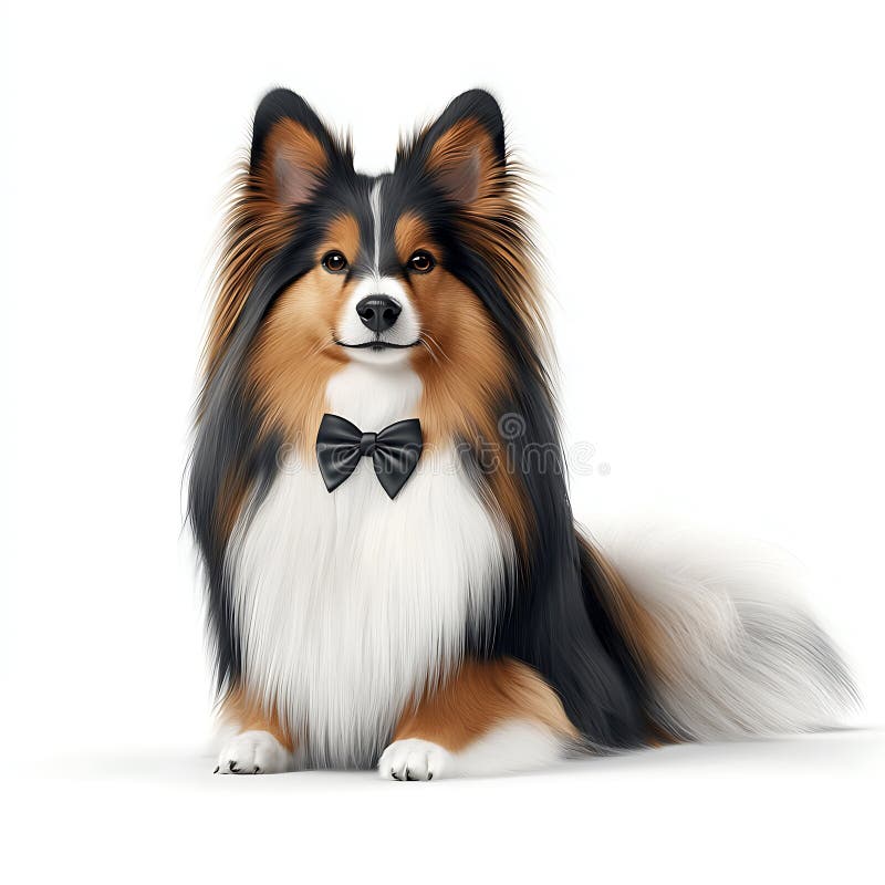 Αξιολάτρευτο σκυλάκι Shetland Sheepdog Φορώντας παπιγιόν Μια γοητευτική εικόνα ιδανική για δικτυακούς τόπους πολυμεσικών επιχειρήσ ελεύθερη απεικόνιση δικαιώματος