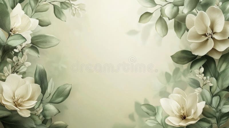 Απαλά λευκά Magnolias και πράσινα φύλλα σε απαλό πράσινο φόντο ελεύθερη απεικόνιση δικαιώματος