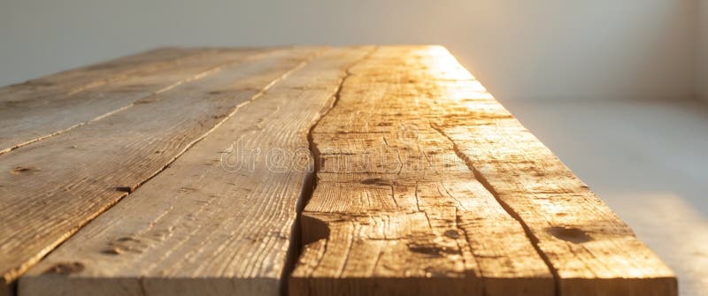 Απαλό Ηλιακό Φως Στην Επιφάνεια Των Ξύλινων Τραπεζιών Με Υφή στοκ εικόνες