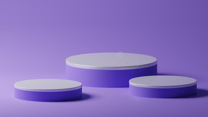 απεικόνιση 3d ασημιού χρώματος μοβ στο ελάχιστο ομοειδές βάθρο κυλίνδρου βάθους ελεύθερη απεικόνιση δικαιώματος