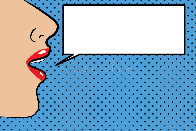 Απεικόνιση PopArt ενός προσώπου με μια λεκτική φυσαλίδα ελεύθερη απεικόνιση δικαιώματος Απεικόνιση PopArt ενός προσώπου με μια λεκτική φυσαλίδα ελεύθερη απεικόνιση δικαιώματος