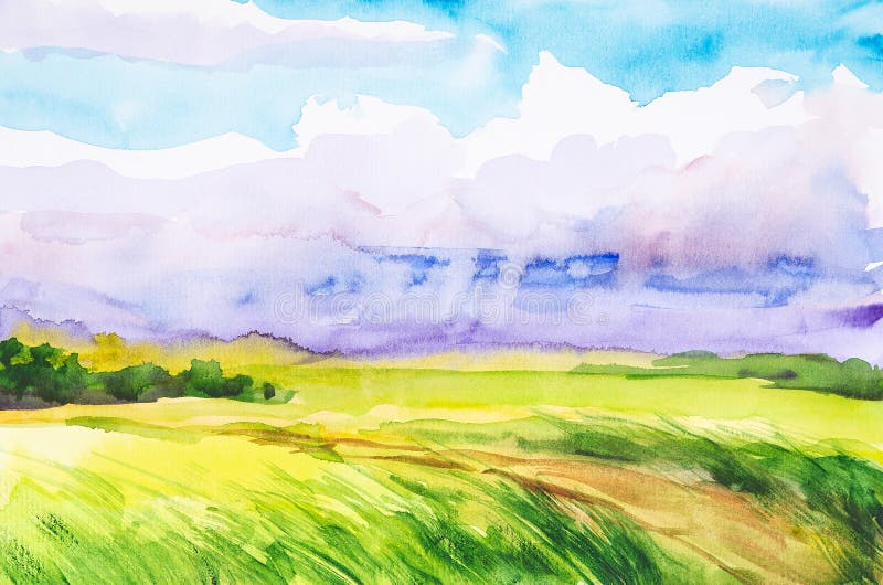 Απεικόνιση Watercolor ενός ρωσικού τομέα με ένα δάσος στο υπόβαθρο διανυσματική απεικόνιση Απεικόνιση Watercolor ενός ρωσικού τομέα με ένα δάσος στο υπόβαθρο διανυσματική απεικόνιση