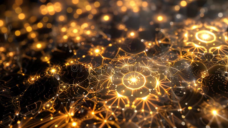 illustration of abstract technology background with circuit board and golden lights. illustration of abstract technology background with circuit board and golden lights